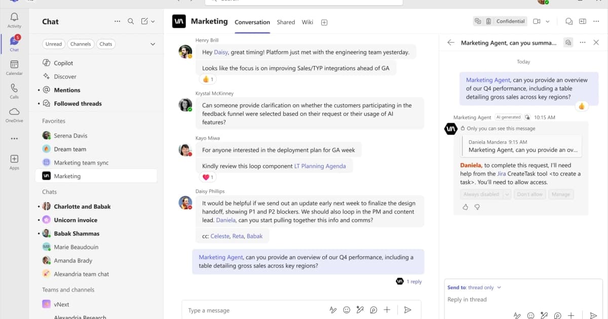 تصویر رسمی Microsoft 365 Developer Blog برای عامل در Teams؛ از پیام @mention تا کار چندمرحله‌ای