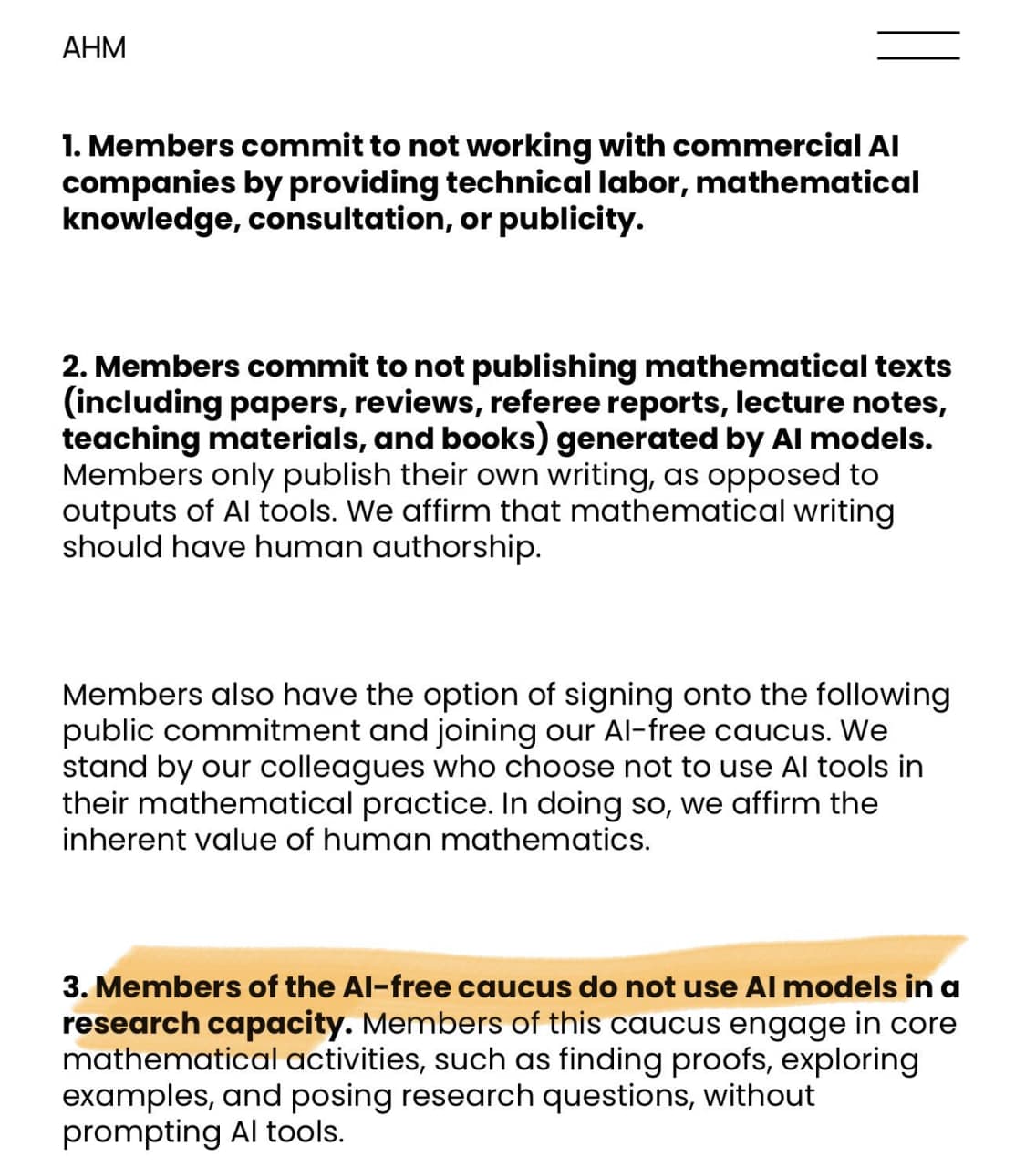 بیش از 1000 ریاضی‌دان قسم خوردن با شرکت‌های هوش مصنوعی کار نکنن! انجمن ریاضیات انسانی Association for Human Mathematics