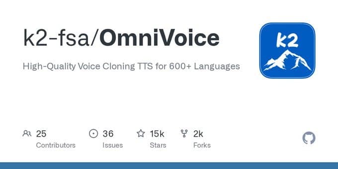 کلون کردن صدا با پشتیبانی از بیش از ۶۰۰ زبان، رایگان و متن‌باز! پروژه‌ی OmniVoice بهت اجازه می‌ده مدل تولید صدای هوش مصن