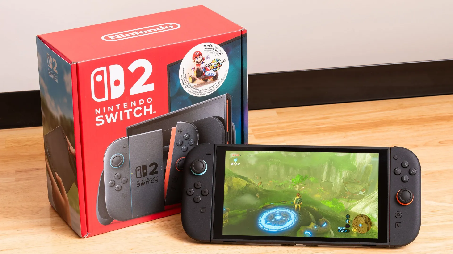 کنسول نینتندو Switch 2 در کنار جعبه